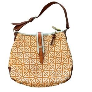 Spartina 449 Prestwick Dockside Leather & Canvas Bag / Purse, Orange/ Brown